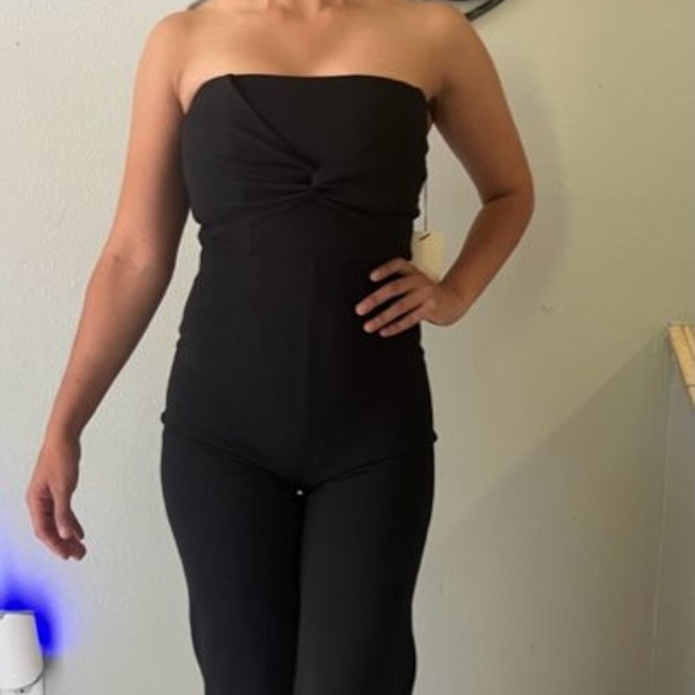 Episode Strapless Black‎ Jumpsuit With Knot Detail back zipper elegant stylish